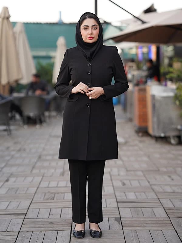 مانتو اداری بزیاق یقه هفت آستر دار کد 359 — تصویر ۴