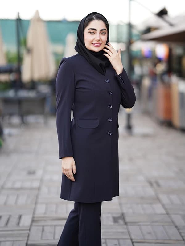 مانتو اداری بزیاق یقه هفت آستر دار کد 359 — تصویر ۵