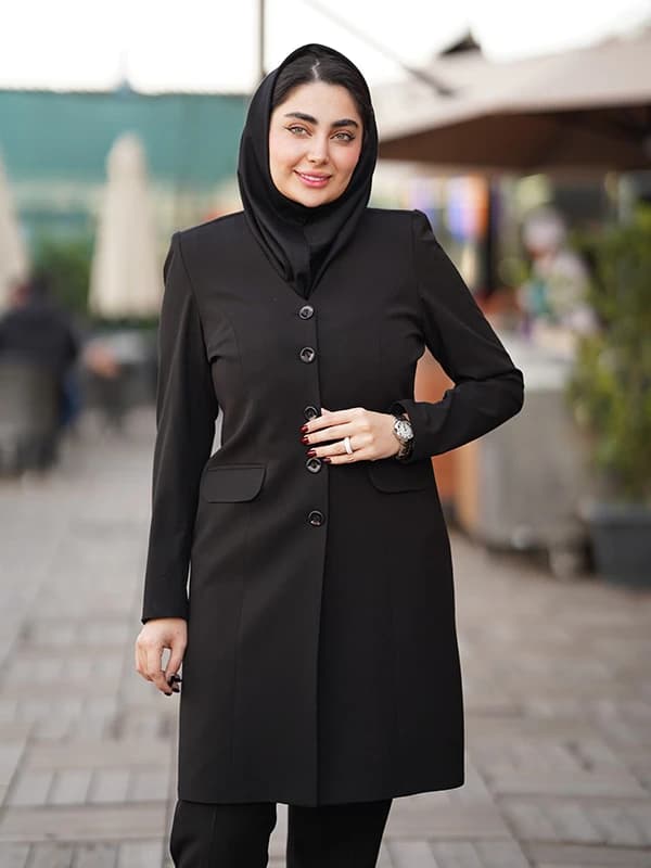 مانتو اداری بزیاق یقه هفت آستر دار کد 359 — تصویر ۷