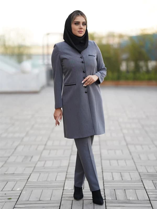 مانتو اداری فیونا یقه هفت آستر دار کد 342 — تصویر ۷