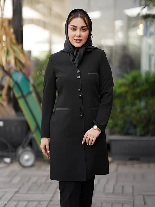 مانتو اداری فیونا یقه هفت آستر دار کد 342 — تصویر ۴