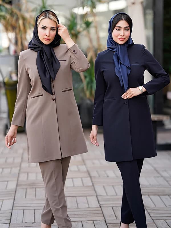 مانتو اداری فیونا یقه هفت آستر دار کد 342 — تصویر ۶