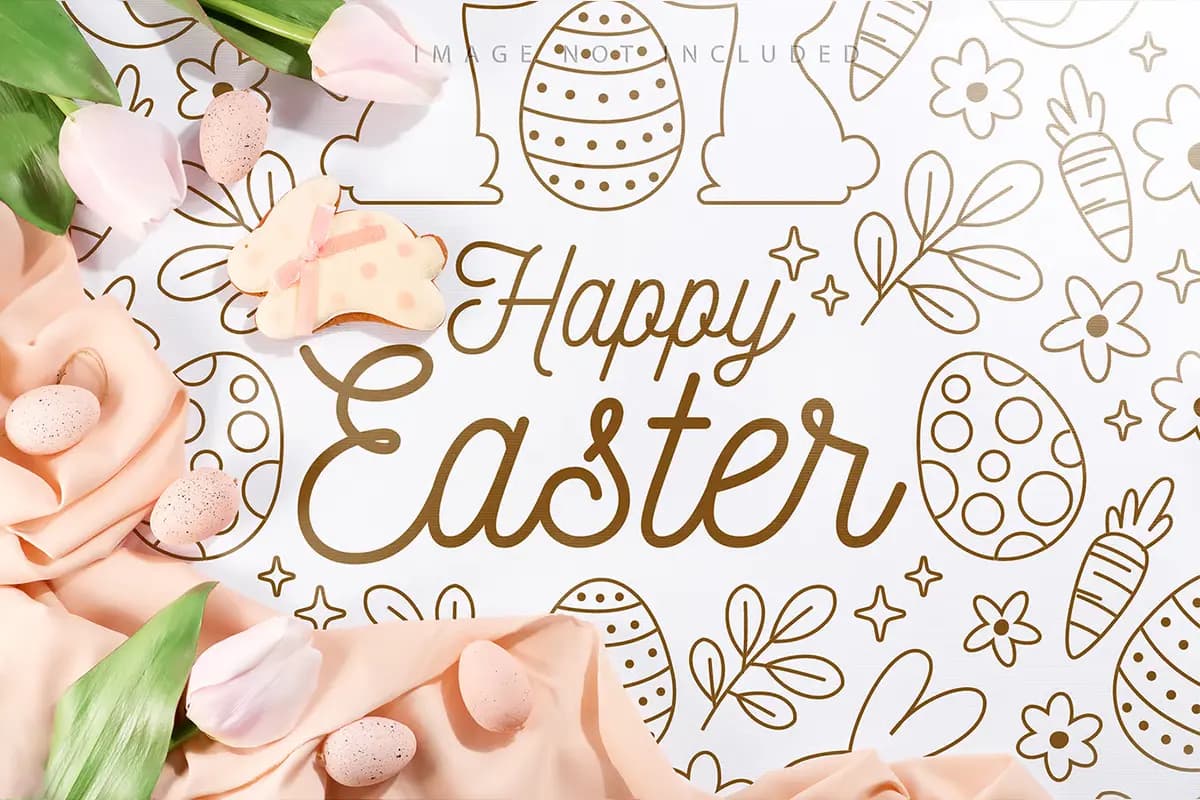 موکاپ کارت تبریک پارچه‌ای عید پاک — تصویر ۷