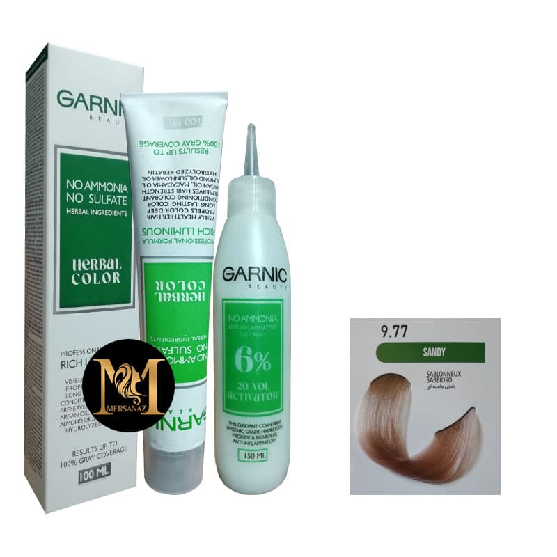 رنگ مو گارنیک بدون آمونیاک شماره 9.77 حجم 100 میلی لیتر رنگ شنی ماسه ای