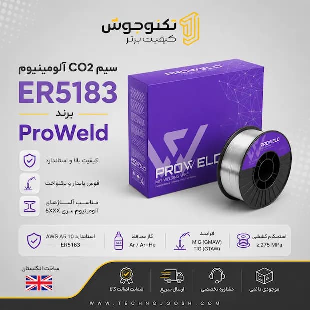 سیم co2 آلمینیوم ER5183 برند پروولد