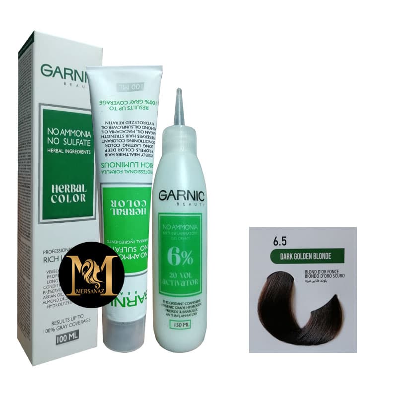 رنگ مو گارنیک بدون آمونیاک شماره 6.5 حجم 100 میلی لیتر رنگ بلوند طلایی تیره