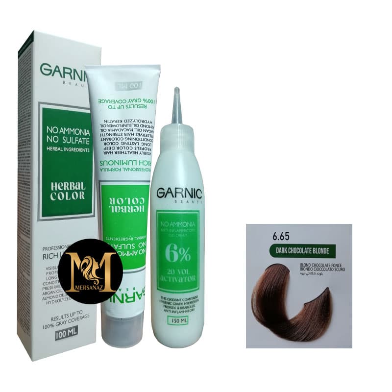 رنگ مو گارنیک بدون آمونیاک شماره 6.65 حجم 100 میلی لیتر رنگ بلوند شکلاتی تیره