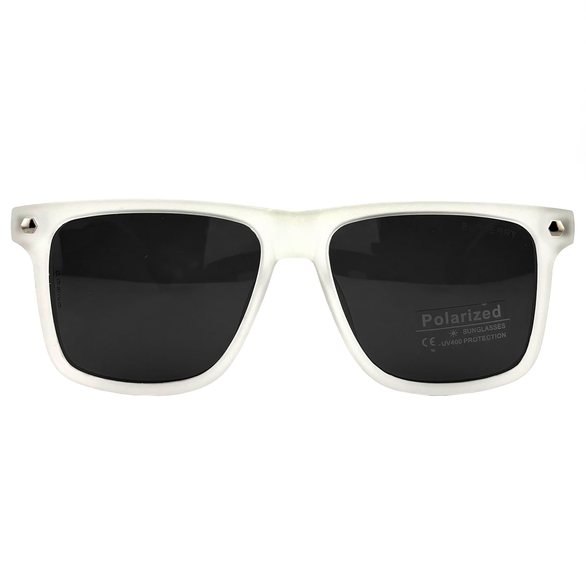 عینک آفتابی مردانه مات سفید یخی عدسی مشکی Burberry 9829