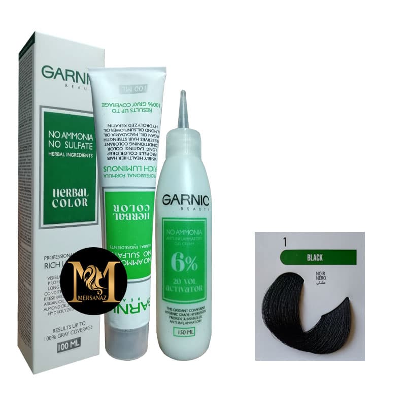 رنگ مو گارنیک بدون آمونیاک شماره 1 حجم 100 میلی لیتر رنگ مشکی