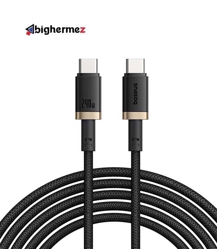 کابل شارژ سریع USB-C به USB-C بیسوس مدل Dura 240W طول 1m – مشکی/طلایی