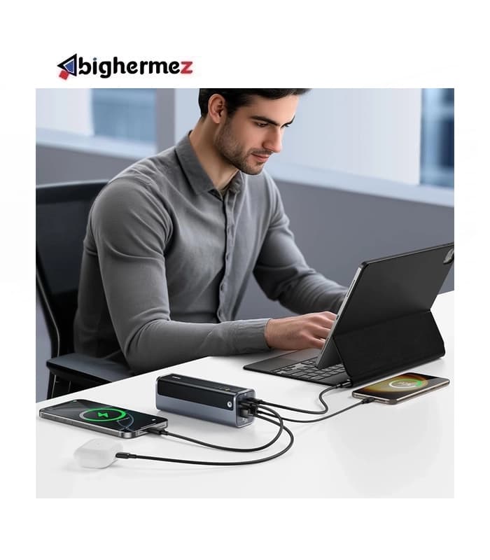 پاوربانک بیسوس مدل EnerGeek GP12 ظرفیت 20800mAh و توان 145W – خاکستری فضایی — تصویر ۳