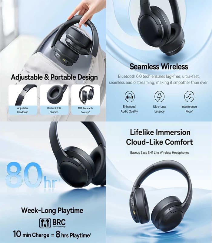 هدفون بلوتوث بیسوس مدل Bass BH1 Lite — تصویر ۳