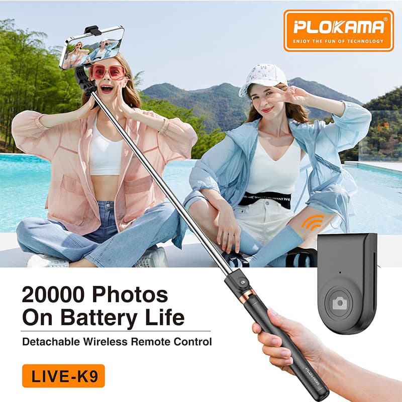 سه پایه سلفی (مونوپاد) شاتر دار بلوتوثی Polkama Live-K9 — تصویر ۷