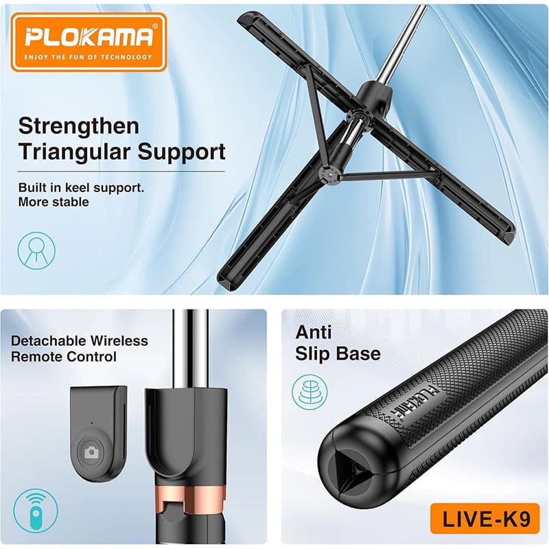سه پایه سلفی (مونوپاد) شاتر دار بلوتوثی Polkama Live-K9 — تصویر ۶