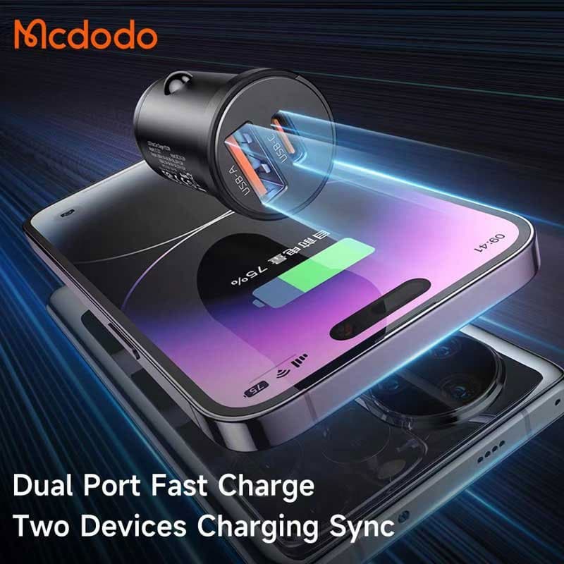 شارژر فندکی 2 پورت یک پورت PD سوپرفست مک دودو Mcdodo Fast car charger CC-232 — تصویر ۴