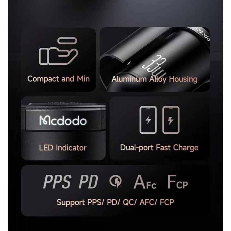 شارژر فندکی 2 پورت یک پورت PD سوپرفست مک دودو Mcdodo Fast car charger CC-232 — تصویر ۶
