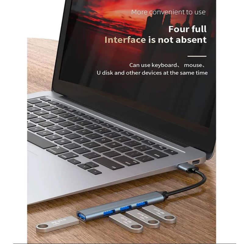 هاب 4 پورت USB3.0 پک سفید با سر سوکت USB — تصویر ۵