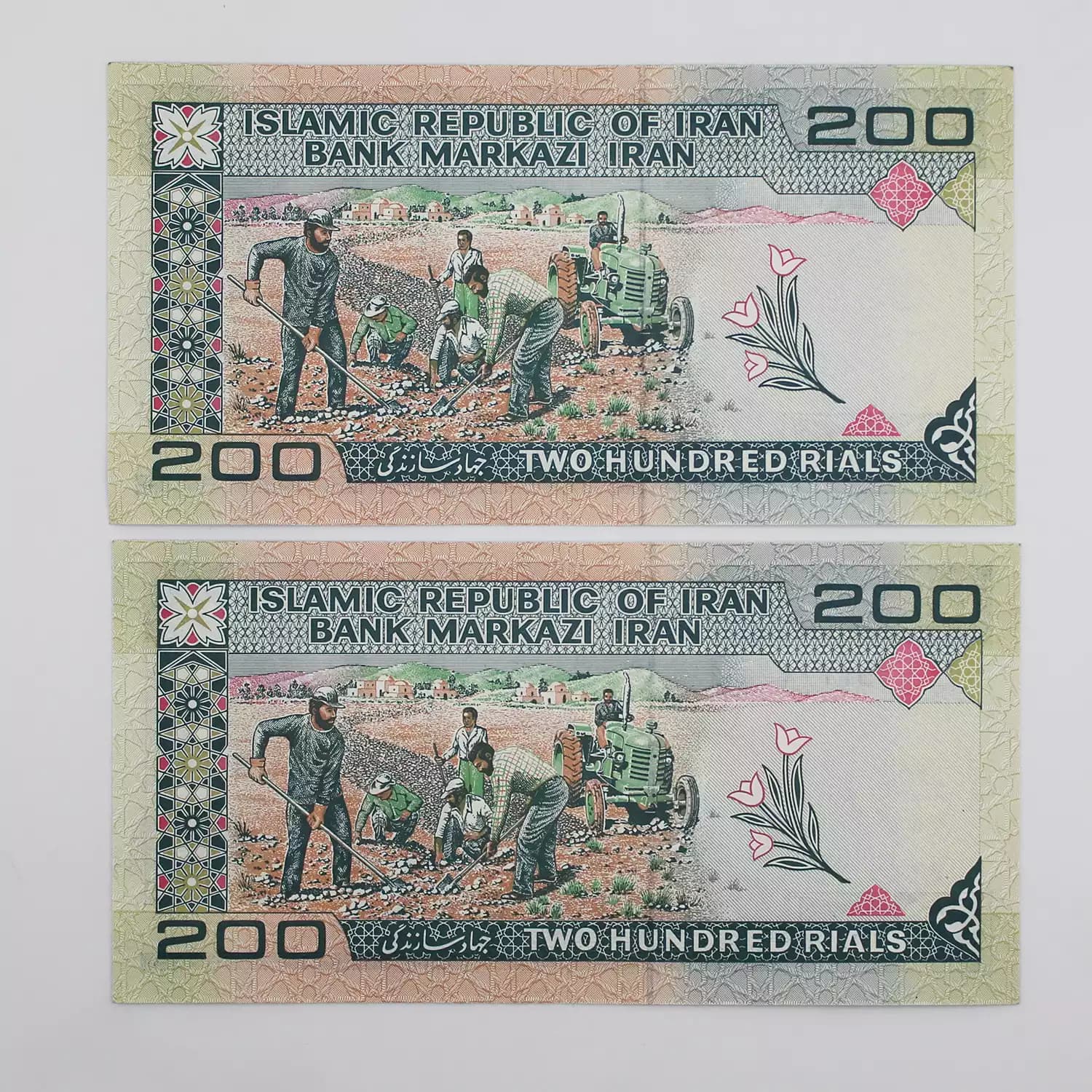 اسکناس 20 تومانی جهاد – جفت – نمازی نوربخش- 353303 — تصویر ۲