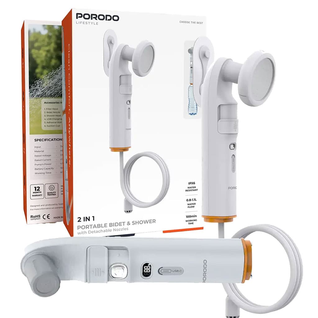 دوش و خودشور شارژی پرودو مدل Porodo 2 In 1 Portable Bidet & Shower LFS 55