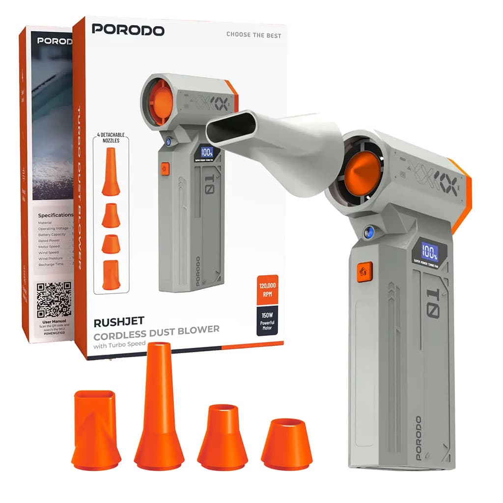 جت فن (دمنده هوا) پرودو مدل راش جت Porodo Rushjet Cordless Dust Blower with Turbo Speed