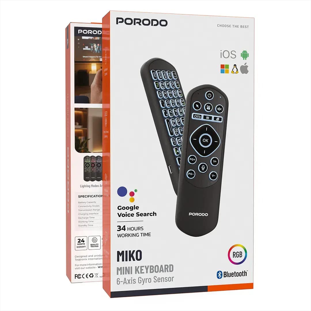 ریموت کنترل جادویی و کیبورد پرودو مدل میکو porodo Miko Mini Keyboard PDAMX6 — تصویر ۲