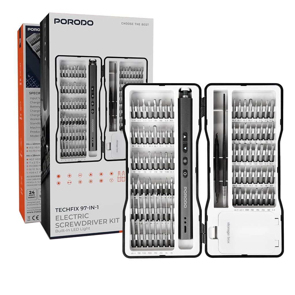 پیچ گوشتی 97 تیکه پرودو مدل Porodo TechFix 97-In-1 Electric ScrewDriver Kit PDGTE970