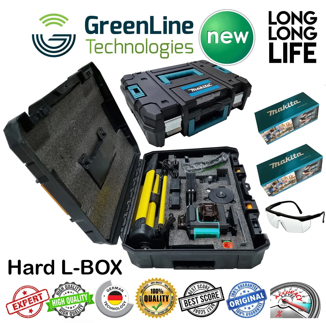 تراز لیزری ماکیتا نور سبز مدل فوق هوشمند 16 لاین کد 4D-16 L Hard Box — تصویر ۵