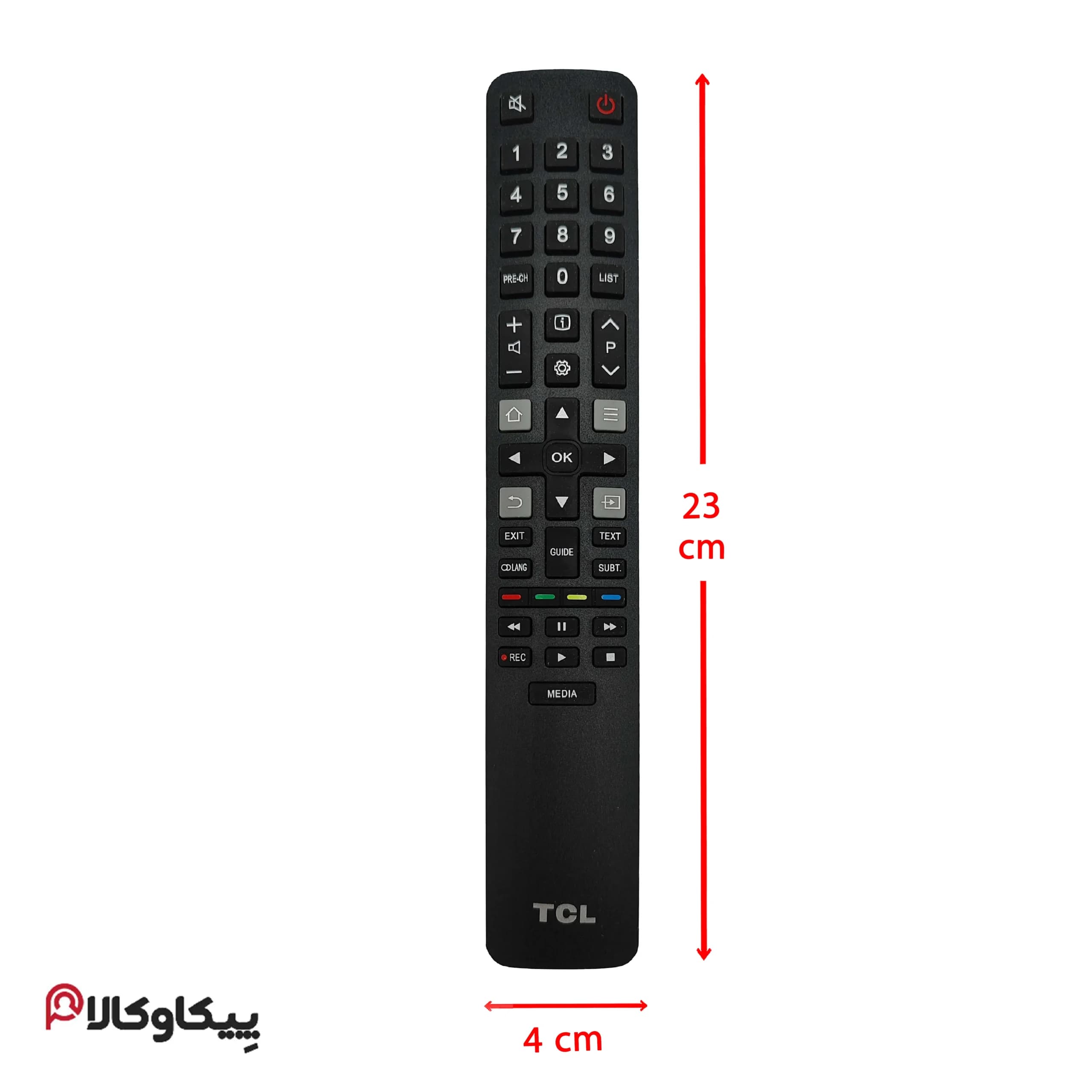 کنترل تلویزیون TCL تی سی ال بلند دارای دکمه مدیا — تصویر ۲