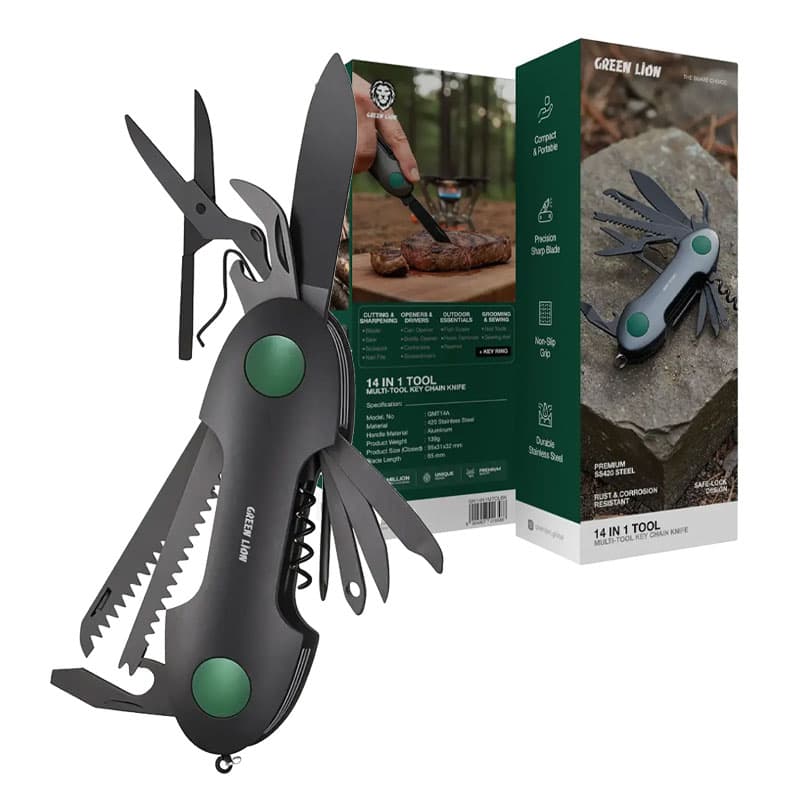 ابزار 14 کاره گرین لاین چاقو سوییسی Knife مدل Green Lion 14 In 1 Tool GMT14A