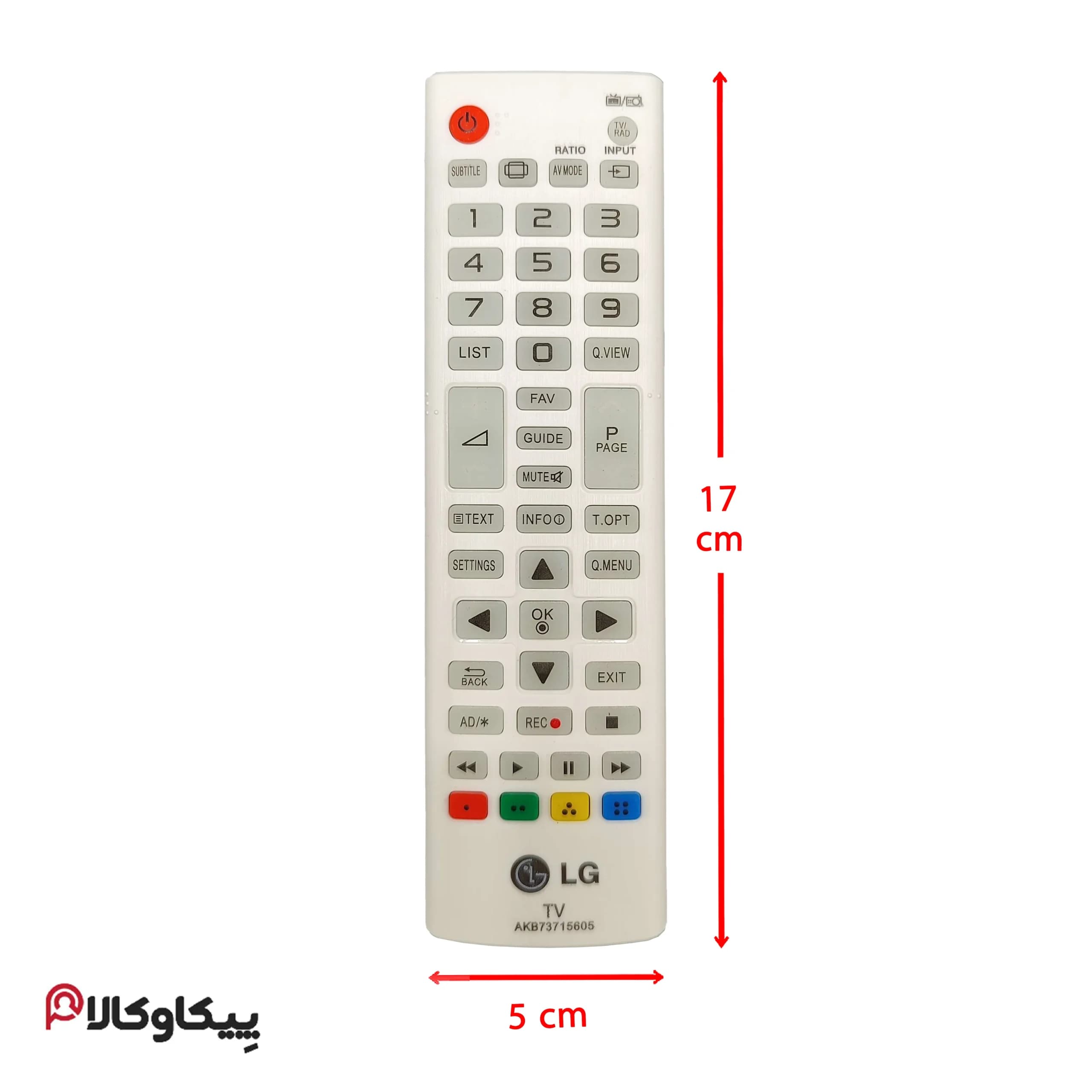 کنترل تلویزیون ال جی LG 605 سفید میکروسوئیچ دکمه شبرنگ — تصویر ۲