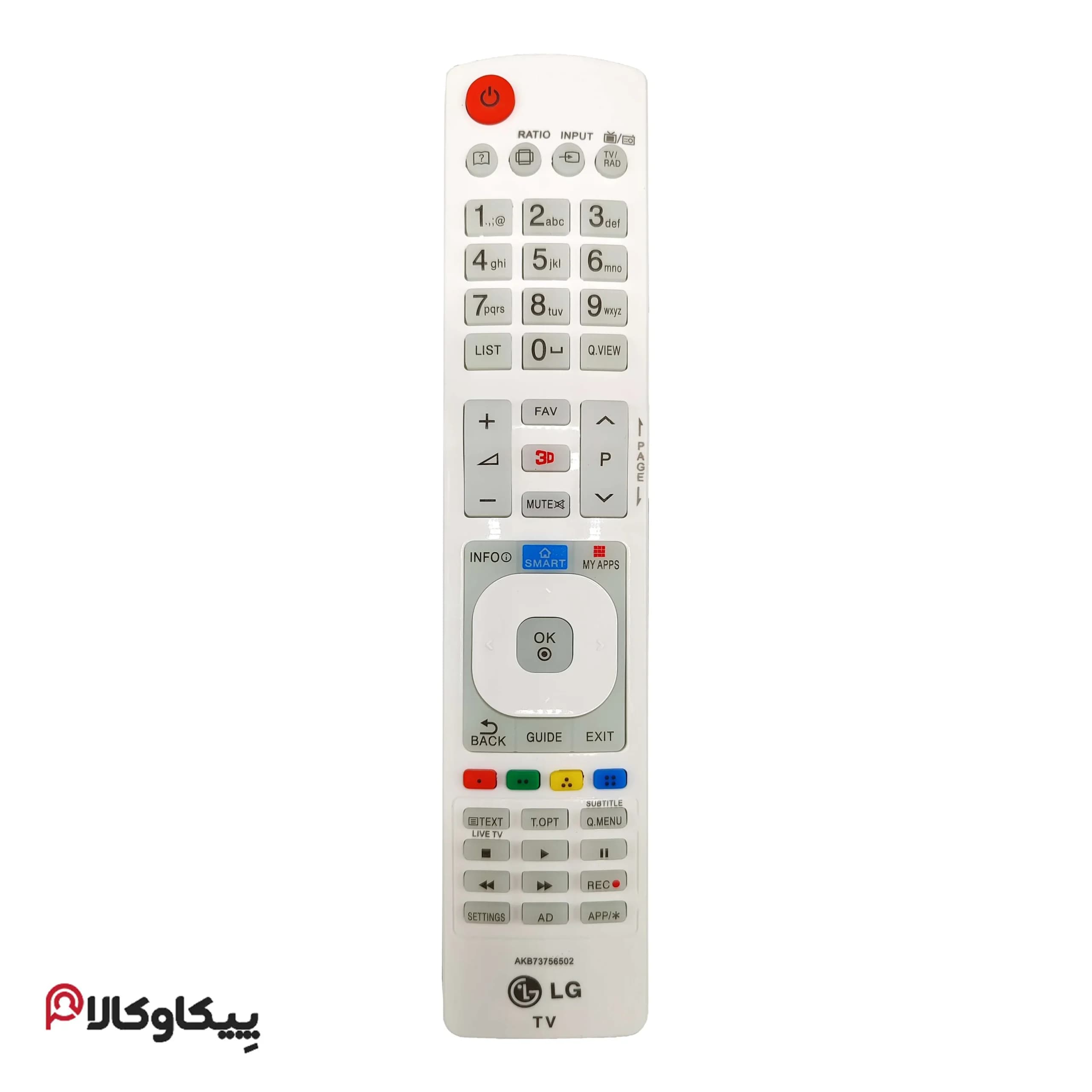 کنترل تلویزیون ال جی LG 502 سفید میکروسوئیچ دکمه شبرنگ