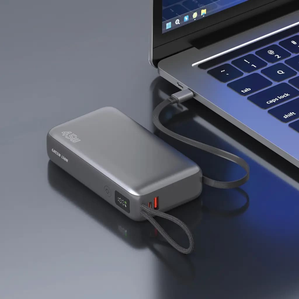 پاوربانک 20000mAH سوپر فست کابل متصل گرین لاین مدل داکار 45 Green lion Power Bank Dakar 20000mAH 45W — تصویر ۳