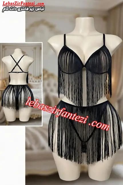 لباس خواب ریشه ای کاپ باز فاق باز | ست لباس خواب ریش دار