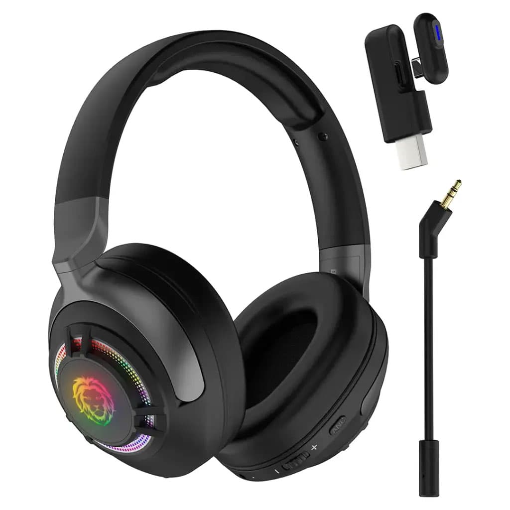 هدست بلوتوثی و سیمدار گیمینگ نویزگیردار خلبانی شادو Green Lion Shadow Gaming Headphone ANC GL-H52 — تصویر ۲