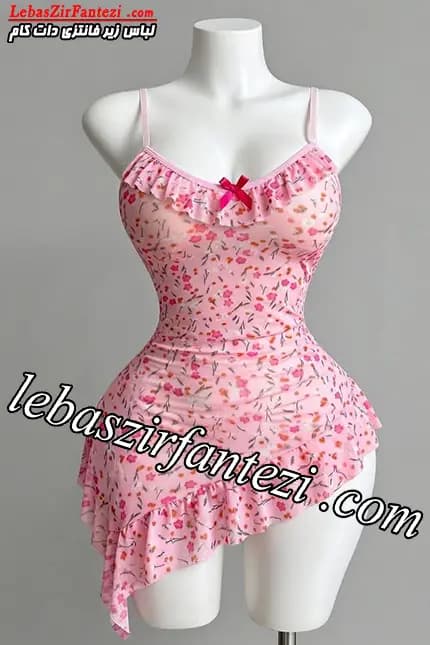 پیراهن فانتزی رمانتیک شکوفه صورتی | لباس خواب راحتی کد 481