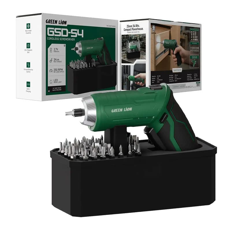 ست 54 تکه پیچ گوشتی شارژی گرین لاین Green Lion GSD-54 Cordless Screwdriver Set