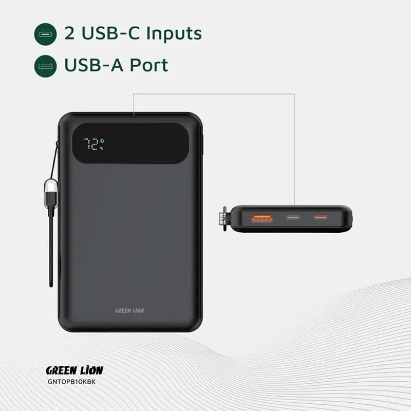 پاوربانک 10000mAh فست گرین لاین تولدو 20W مدل Green Lion Power Bank Toledo 10000mAh 20W — تصویر ۵