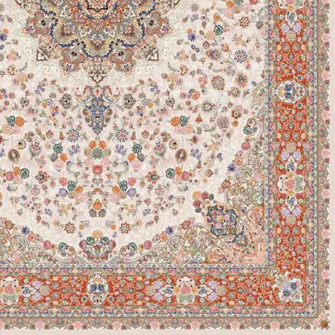 طرح اطلس ۱۲۰۰ شانه فرش گلبهی کرم — تصویر ۲