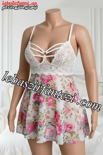 لباس خواب سایز بزرگ فنردار گلدار
