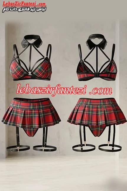 کاستوم دانش آموزی قرمز گارتر دار