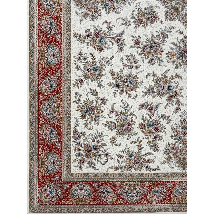 فرش 1200 شانه افشان طرح نوژان زمینه سفید — تصویر ۳