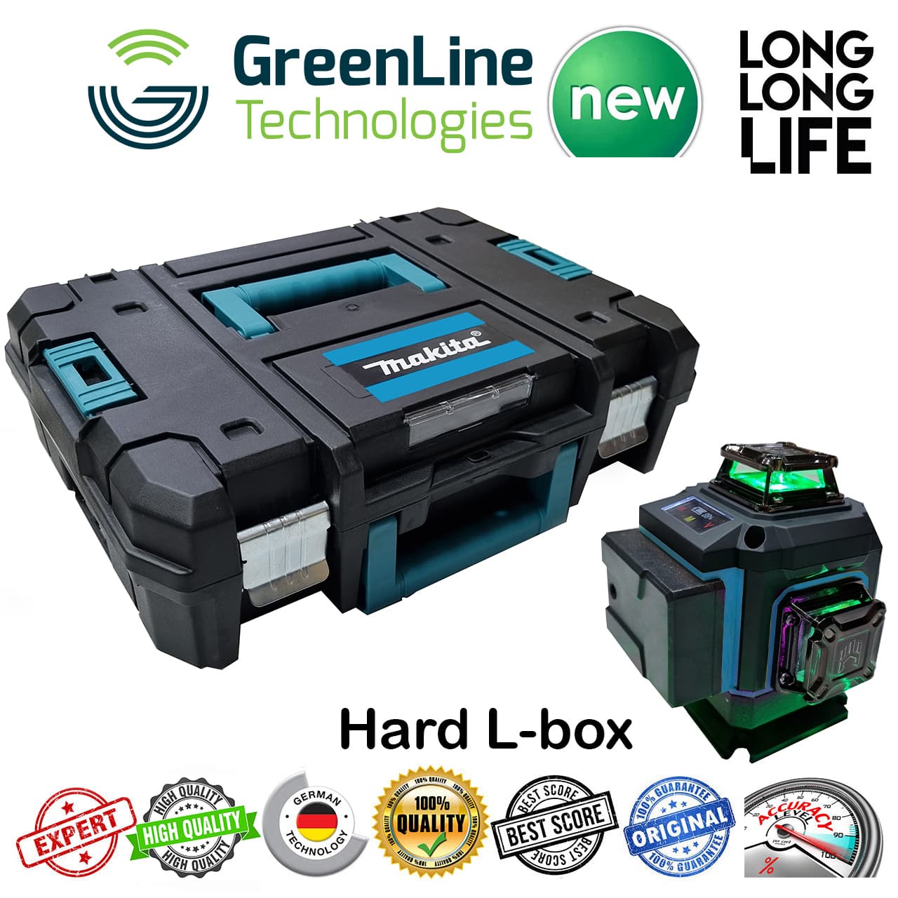 تراز لیزری ماکیتا نور سبز مدل 16 لاین کد 16-360 4D Hard Box — تصویر ۱۰