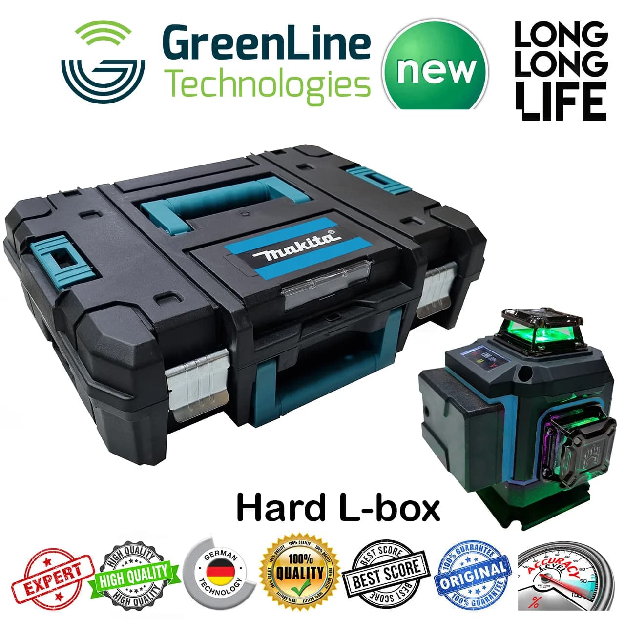 تراز لیزری ماکیتا نور سبز مدل 16 لاین کد 16-360 4D Hard Box — تصویر ۲