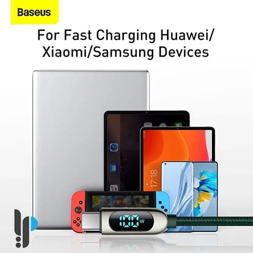 کابل شارژ تایپ سی 100 وات بیسوس Baseus Display CATSK-B طول 1 متر — تصویر ۳