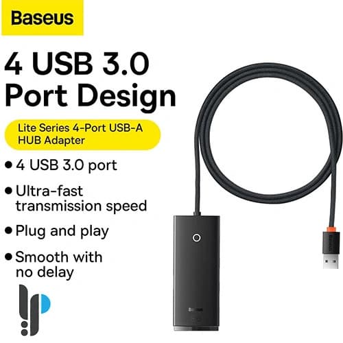 هاب 4 پورت بیسوس مدل Baseus WKQX030101 با کابل 1 متری USB — تصویر ۴