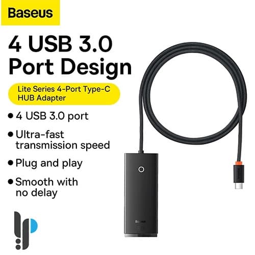 هاب 4 پورت بیسوس مدل Baseus WKQX030401 با کابل 1متری USB-C — تصویر ۶