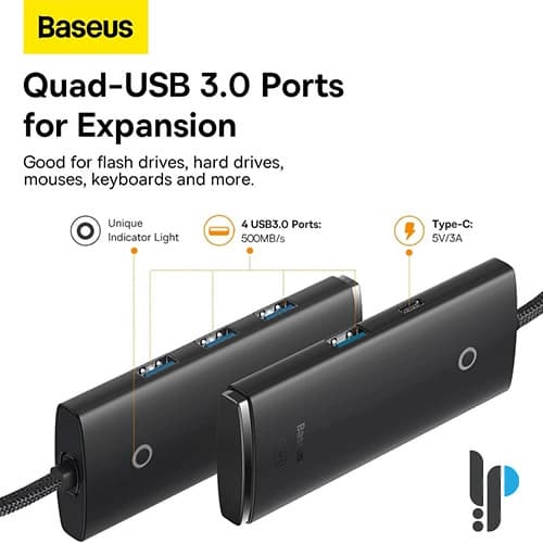 هاب 4 پورت بیسوس مدل Baseus WKQX030401 با کابل 1متری USB-C — تصویر ۳