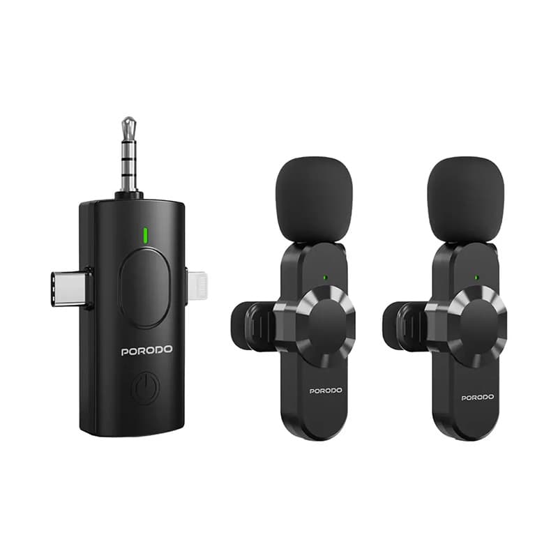 میکروفن یقه ای بیسیم 2عددی پرودو مدل Porodo Audix Elite TypeC &Lightning PDLAMPHF13 — تصویر ۲