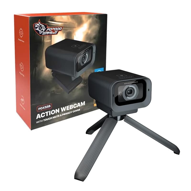 وب کم گیمینگ همراه با میکروفون و سه پایه مدل Porodo Gaming Action WebCam PDX535