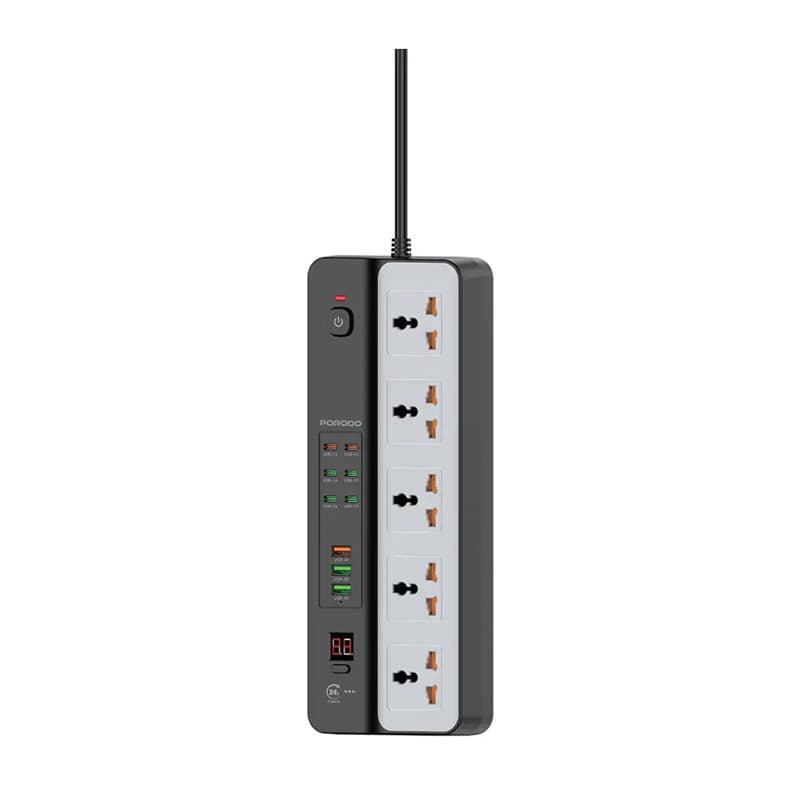 پنج راهی برق هوشمند پرودو مدل Porodo 3000W-5AC Universal power Strip FWC098 — تصویر ۲